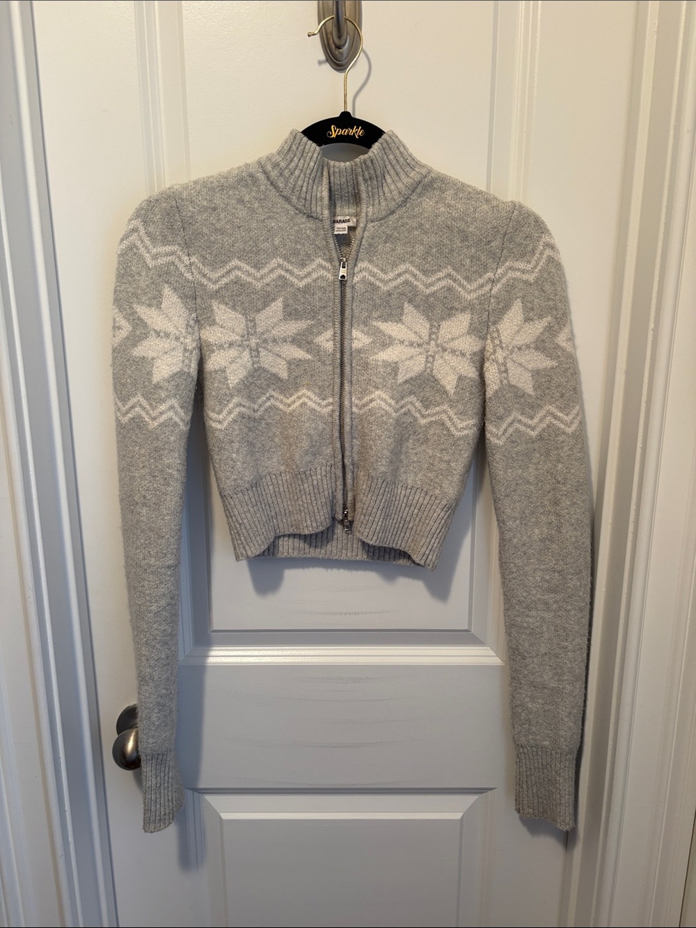 Garage Gray & White Fair Isle Zip Cardigan